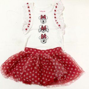 Brand new without tags Disney Minnie White and Red Tutu set